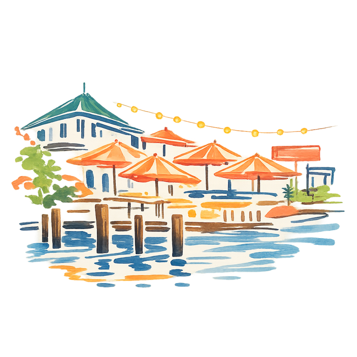 Wedding venue watercolor illustration